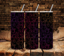 Pumpkin Leaves Pattern Neon UV DTF tumbler wraps