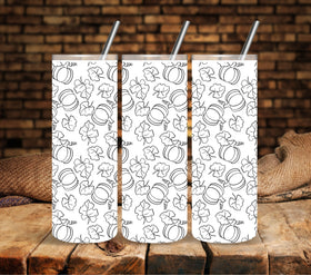 Pumpkin Leaves Pattern Black UV DTF tumbler wraps