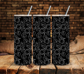 Pumpkin Leaves Pattern white UV DTF tumbler wraps