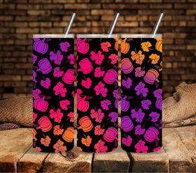 Neon Pumpkins Pattern UV DTF tumbler wraps
