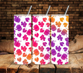 Neon Pumpkins Pattern UV DTF tumbler wraps