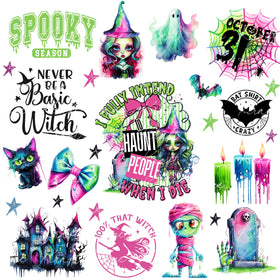 Neon Halloween #2 UV DTF Decal accent Sheet 10x10
