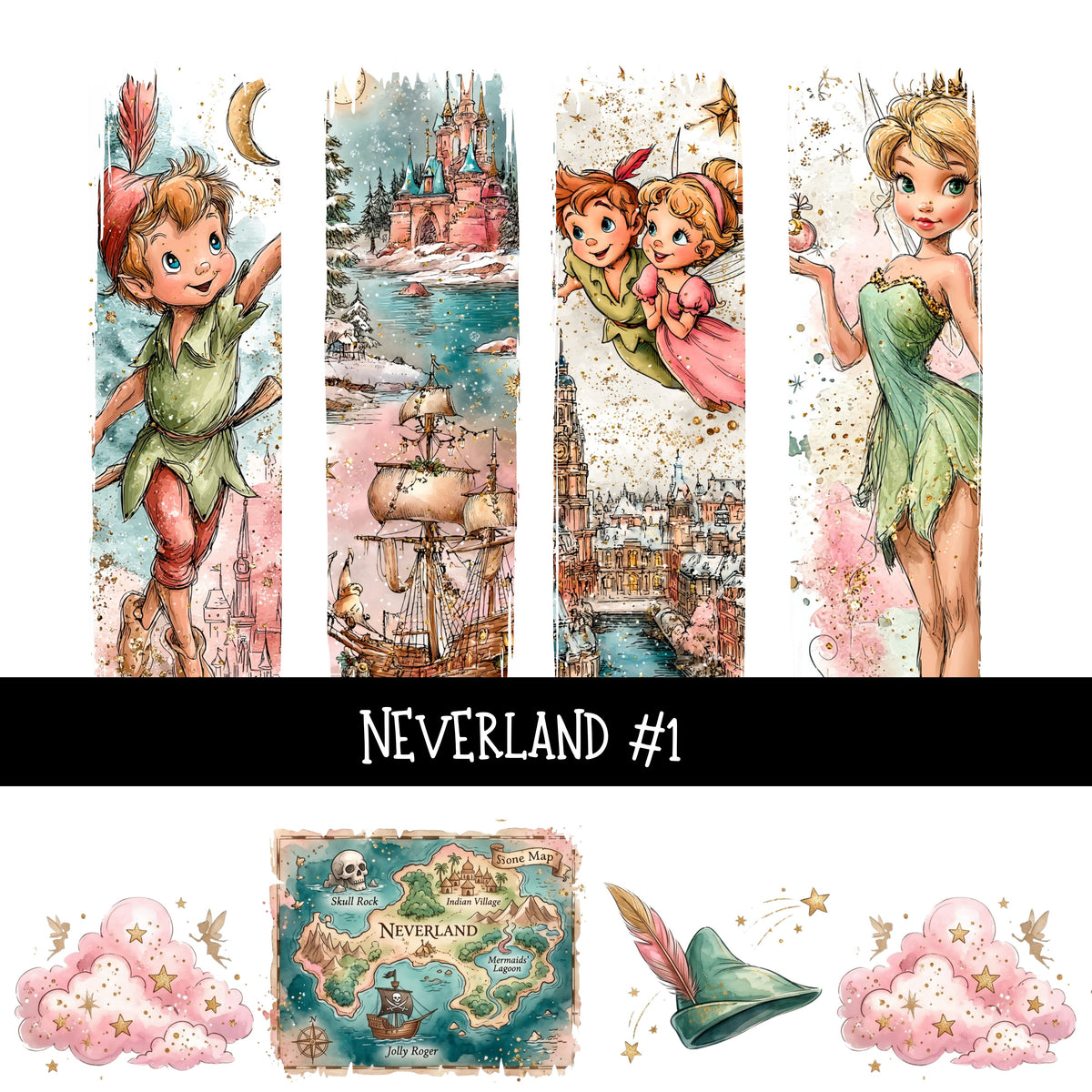 Neverland Torn Pages UV DTF Decal sheets 5 Designs available