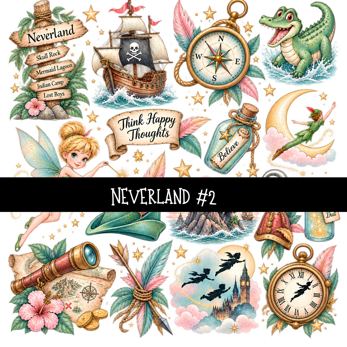 Neverland Torn Pages UV DTF Decal sheets 5 Designs available