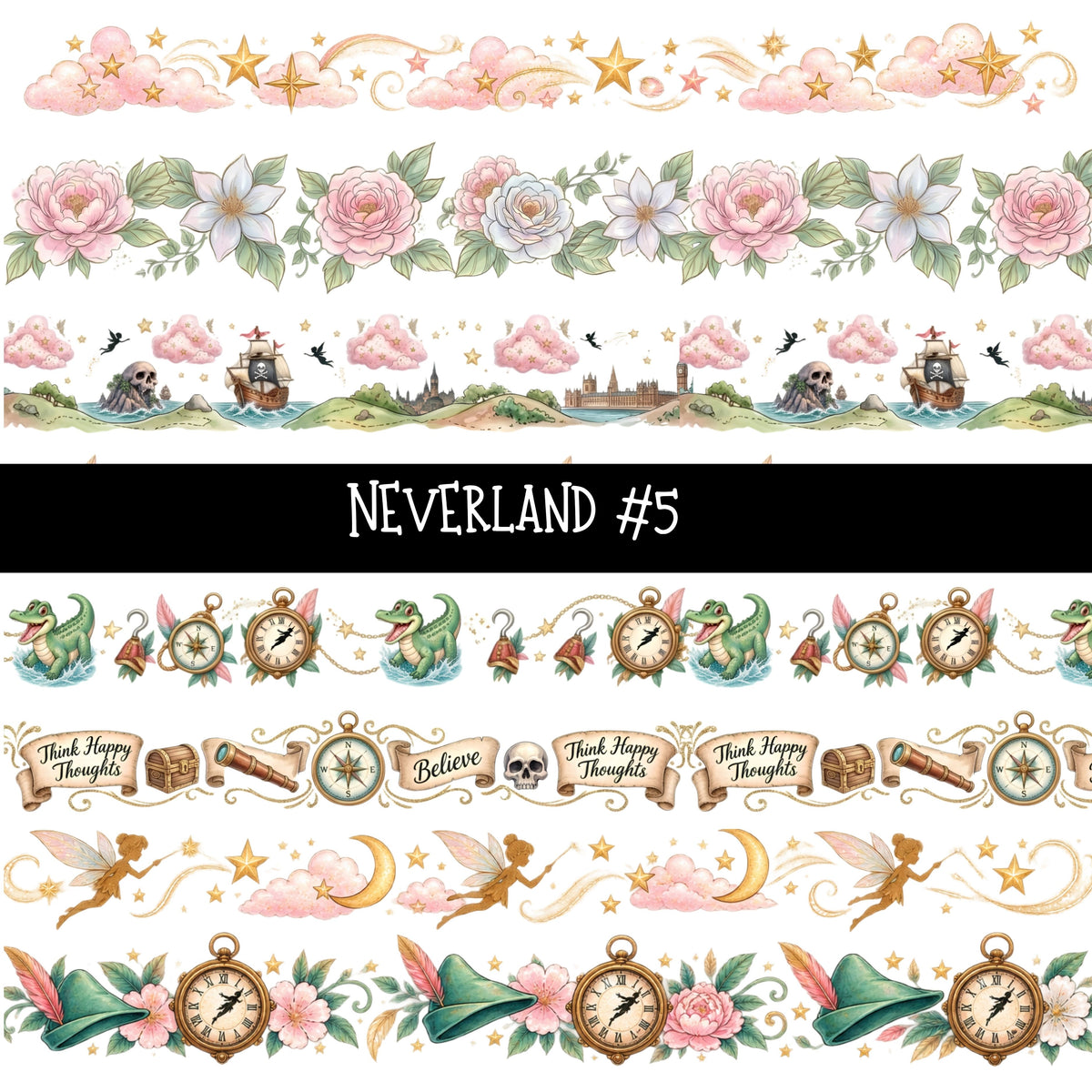 Neverland Torn Pages UV DTF Decal sheets 5 Designs available
