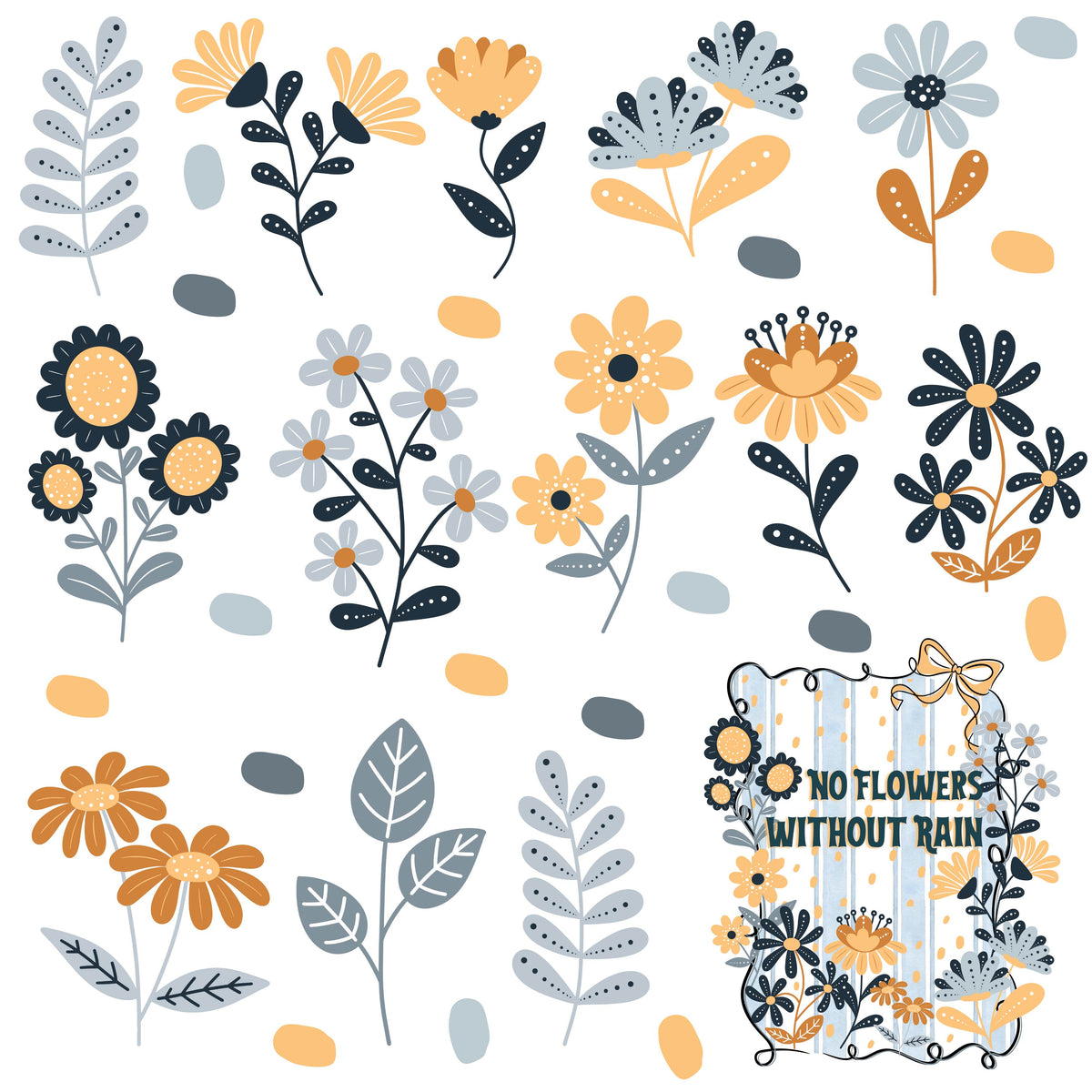 No Flowers without rain UV DTF Decal sheet