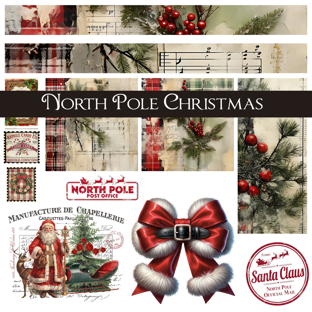 North Pole Christmas UV DTF Decal Sheets