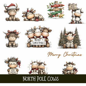 North Pole Cows UV Decal sheet