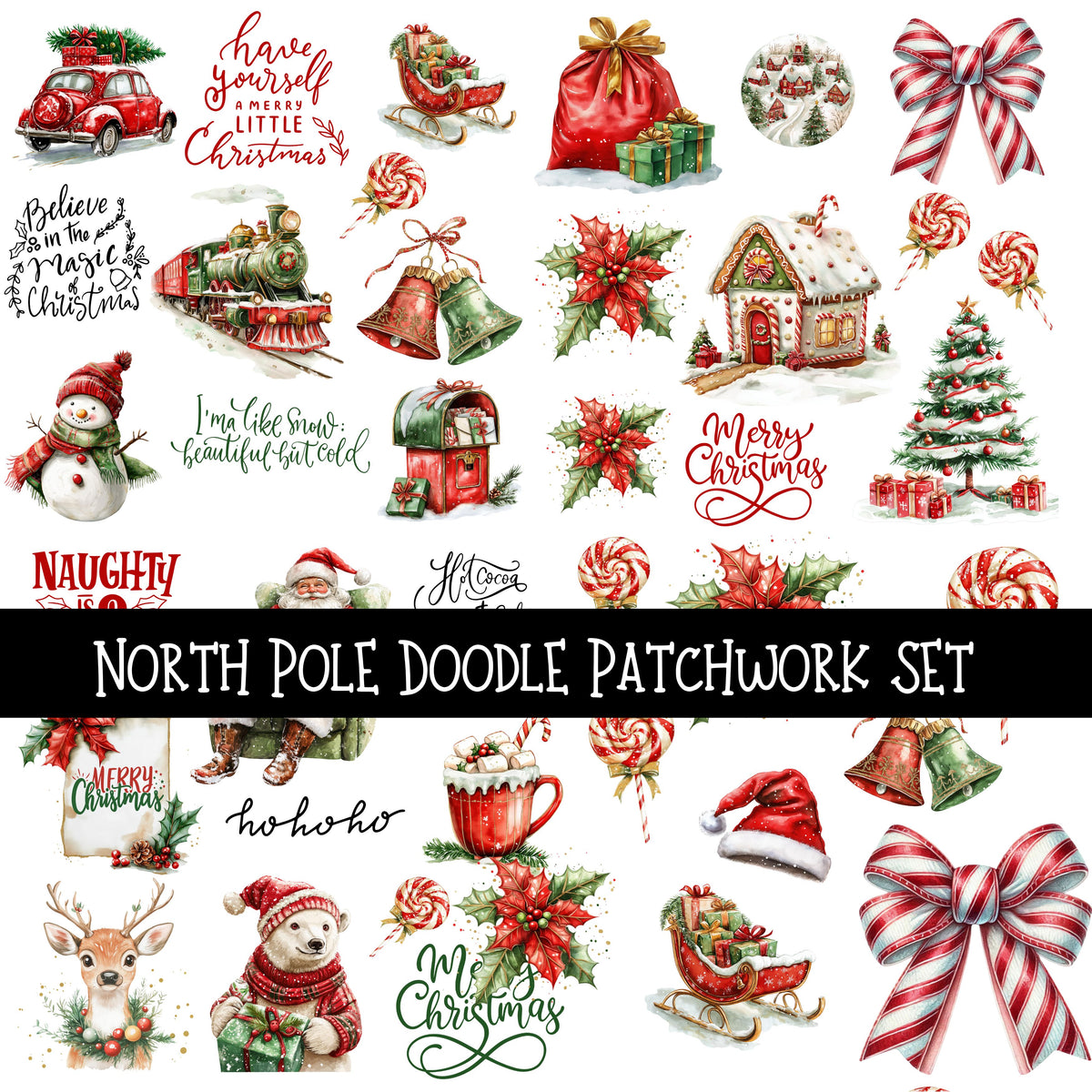 North Pole Doodle Patchwork Set