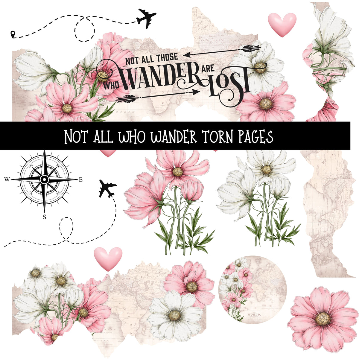 Not all who Wander are lost Torn pages UV DTF Decal sheets