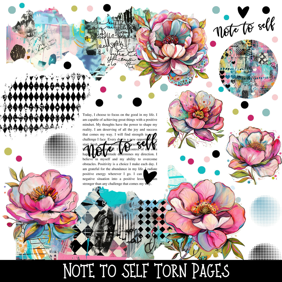 Note to self Torn Pages - UV DTF Decal sheet