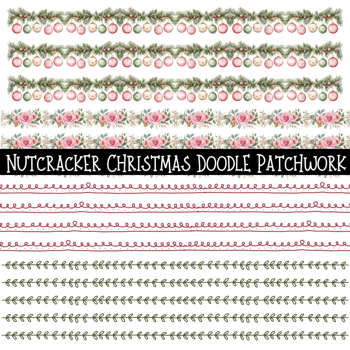 Nutcracker Christmas Doodle Patchwork Set