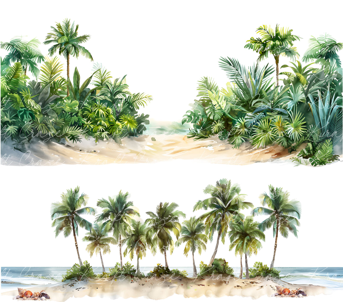 palm tree borders  UV DTF tumbler decals