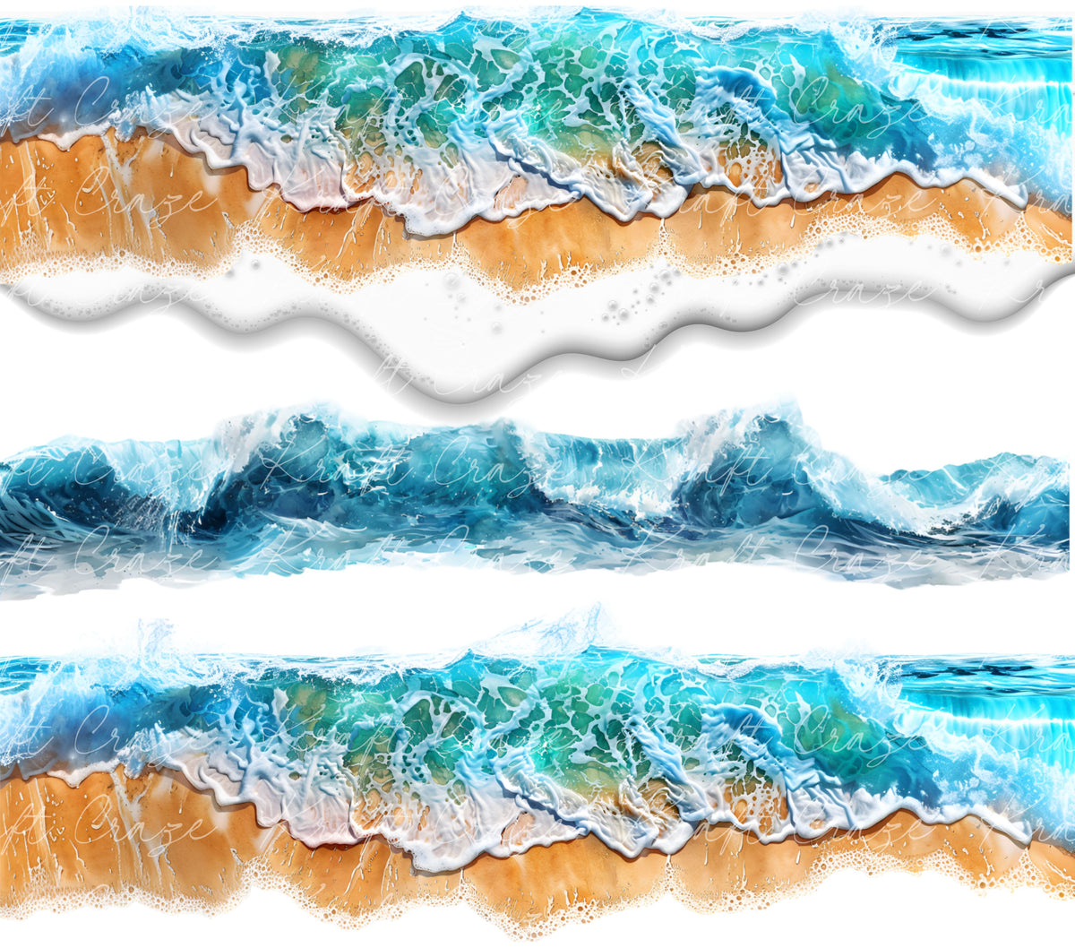 Ocean borders  UV DTF tumbler decals
