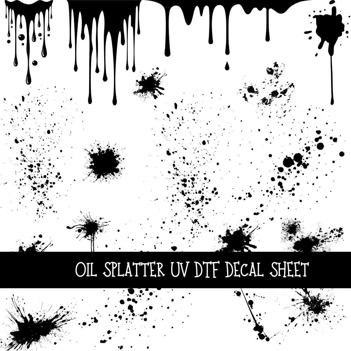 Oil Splatter UV DTF Decal sheets