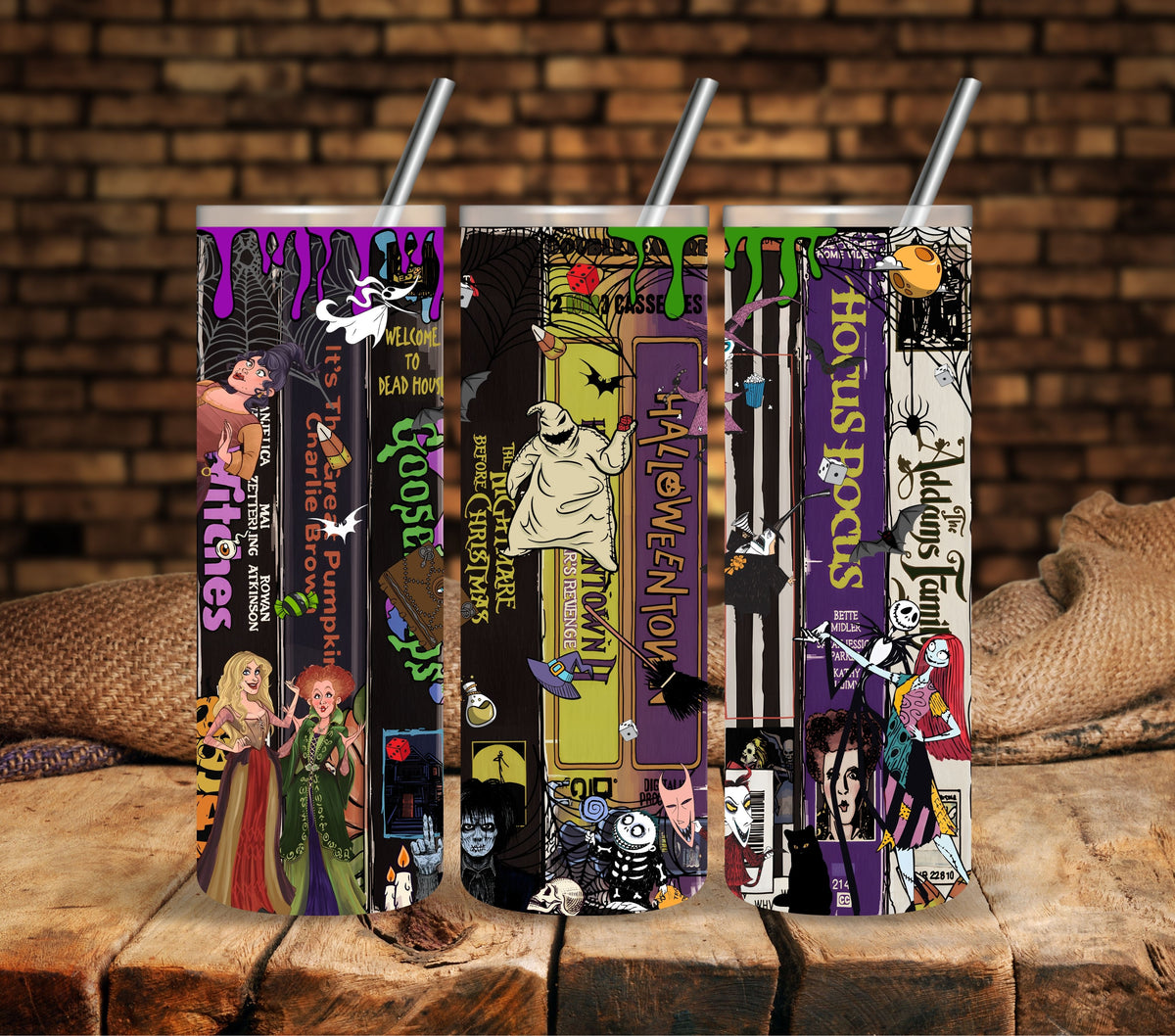 Old School Halloween VHS Vinyl tumbler wraps
