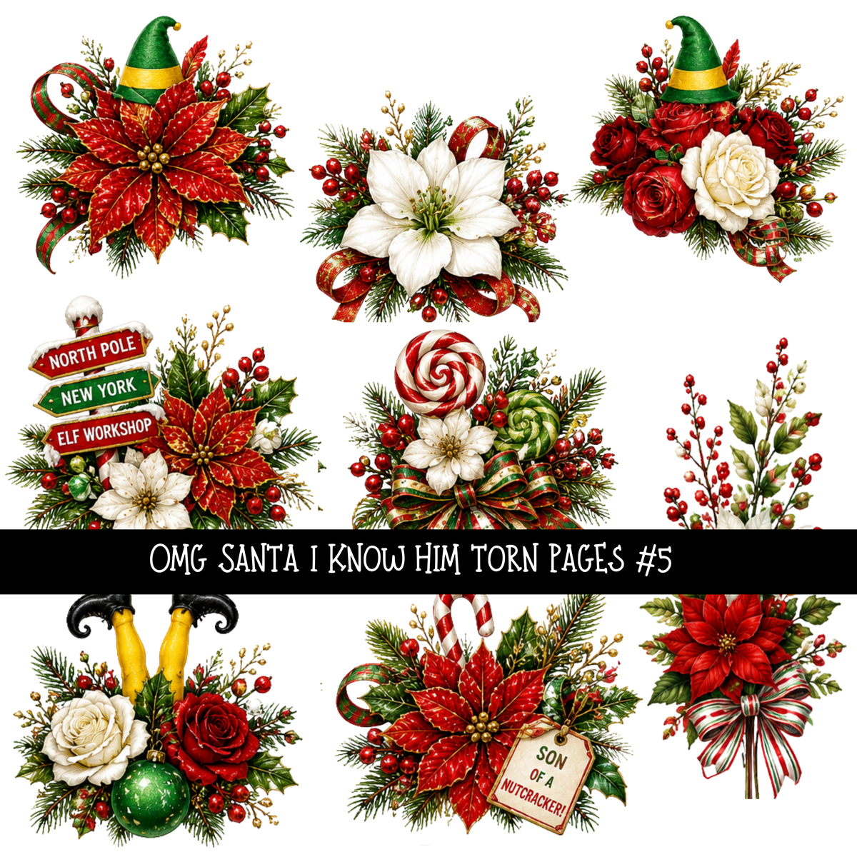 Omg Santa I Know him Torn Pages UV DTF Decal sheets 7 Designs available