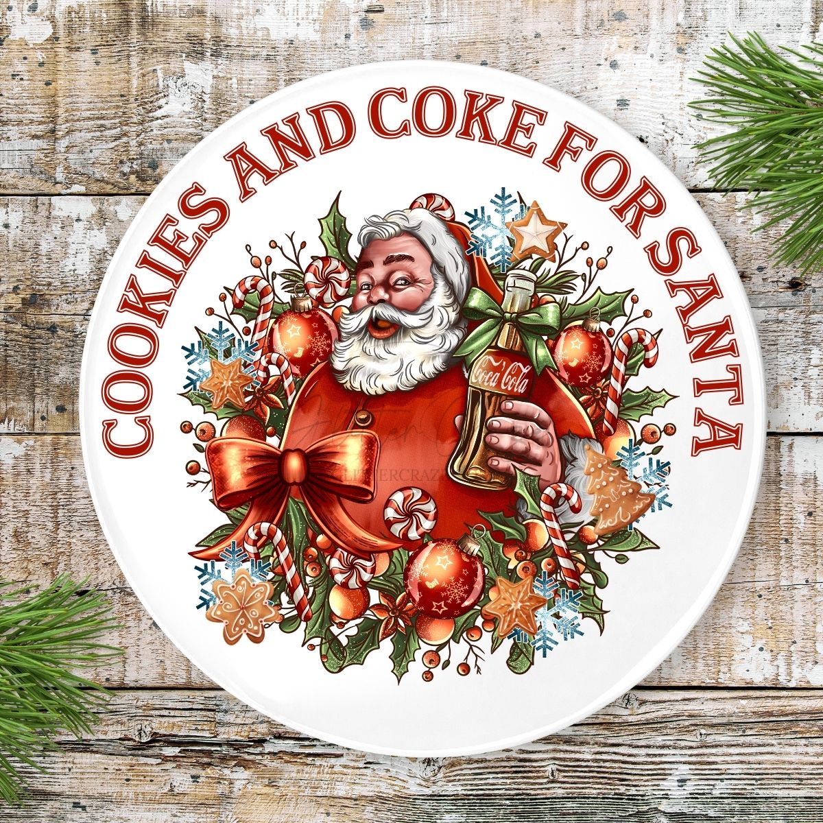 Cookies and Coke for Santa Round Plate UV DTF Decals