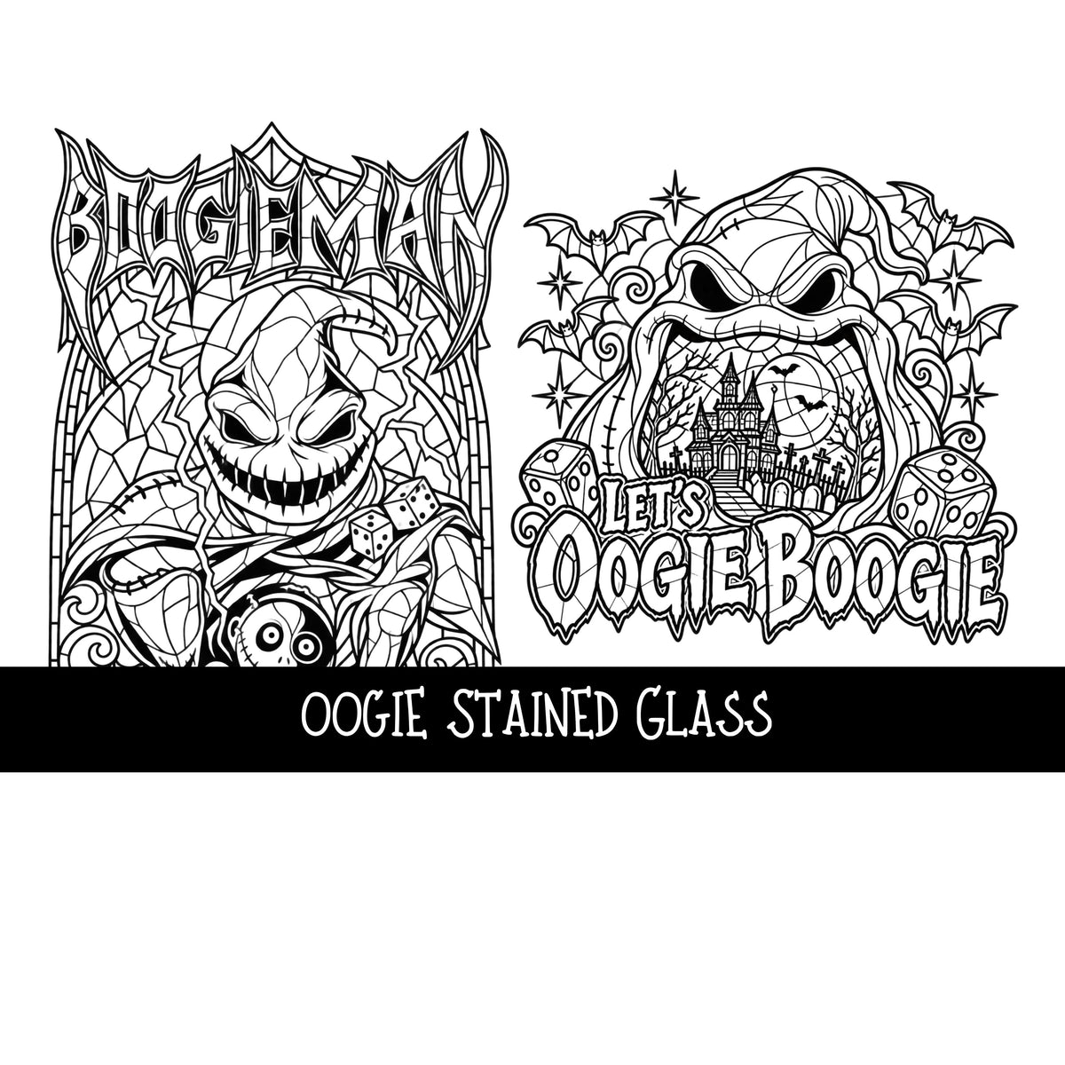 Oogie Stained Glass UV DTF Decal sheets