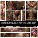 Ornate Butterflies Print Patchwork precut vinyl sheet available in 12x12 or 6x6 sizes