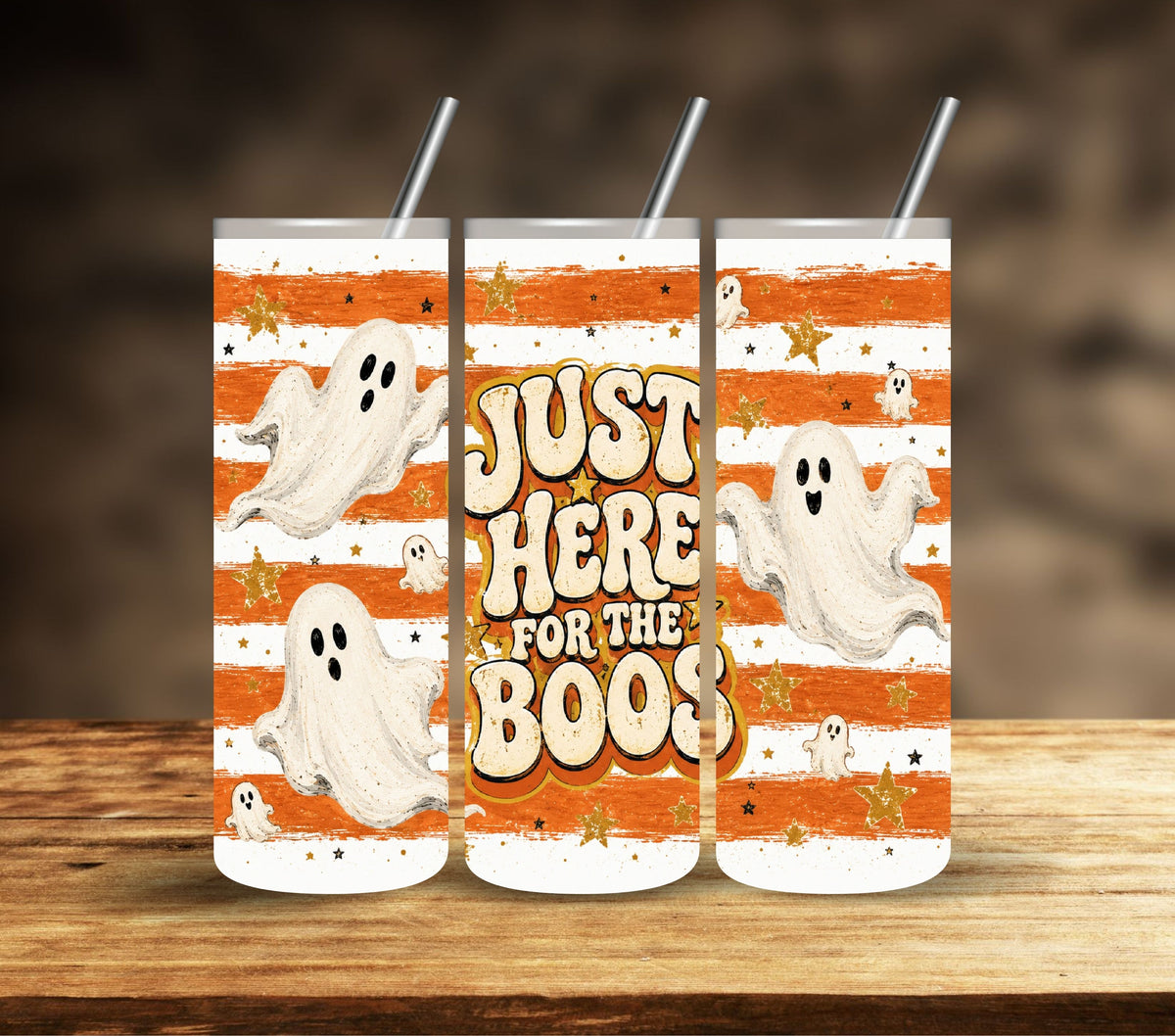 Just here for the Boos Ghost Orange UV DTF  tumbler wraps 2 sizes