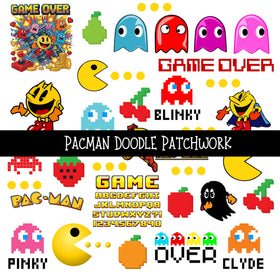 Pacman UV DTF Doodle Patchwork Set