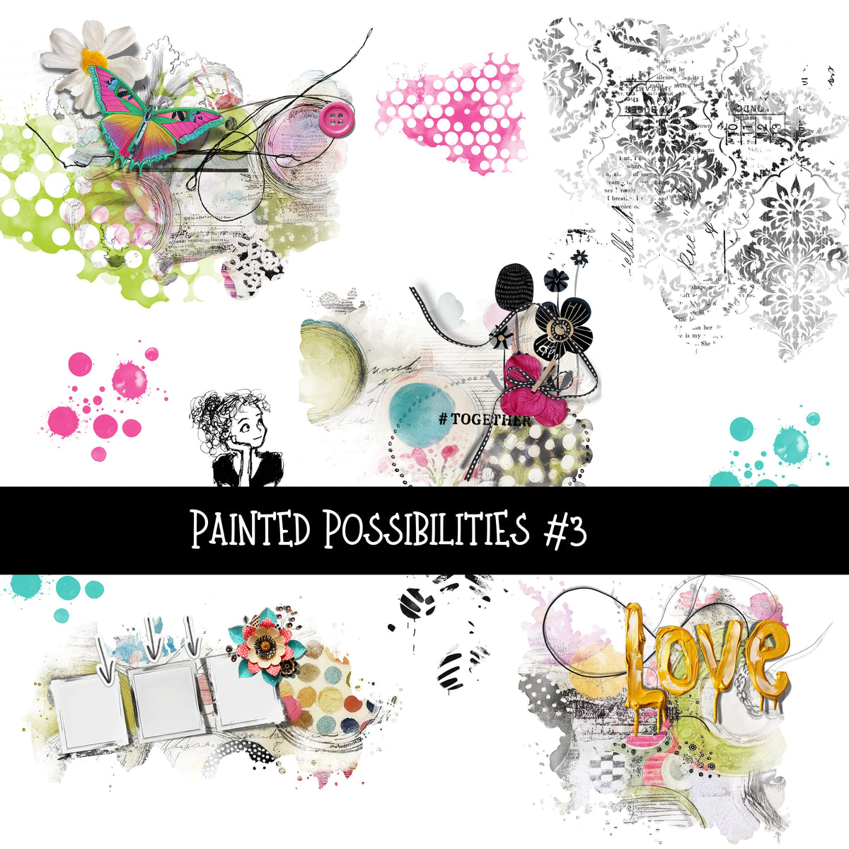 Painted Possibilities Torn Pages UV DTF Decal sheets 5 designs available