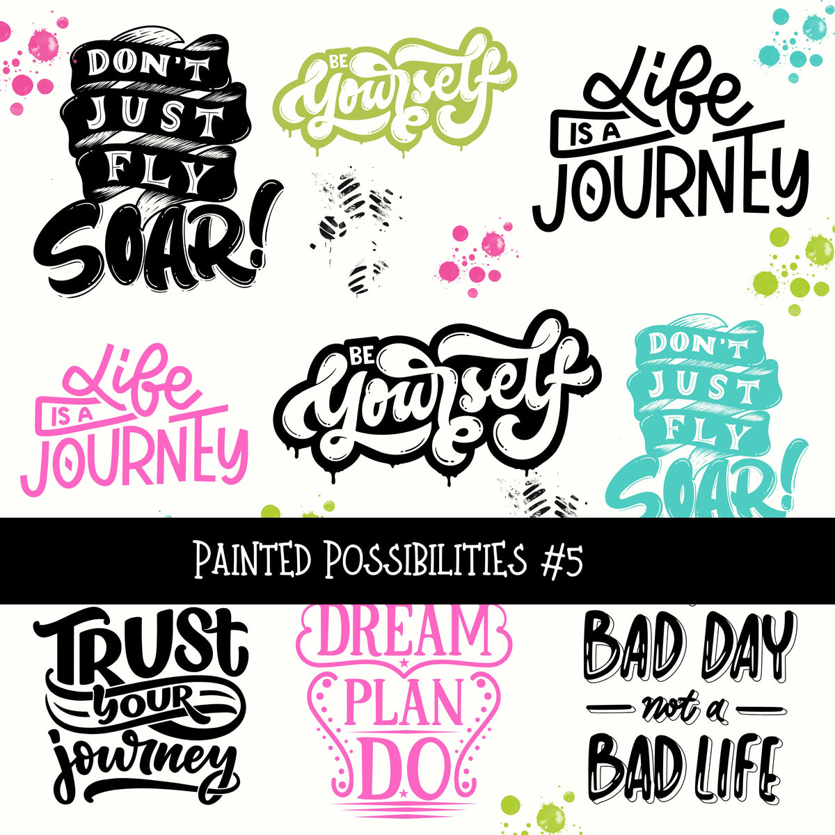 Painted Possibilities Torn Pages UV DTF Decal sheets 5 designs available