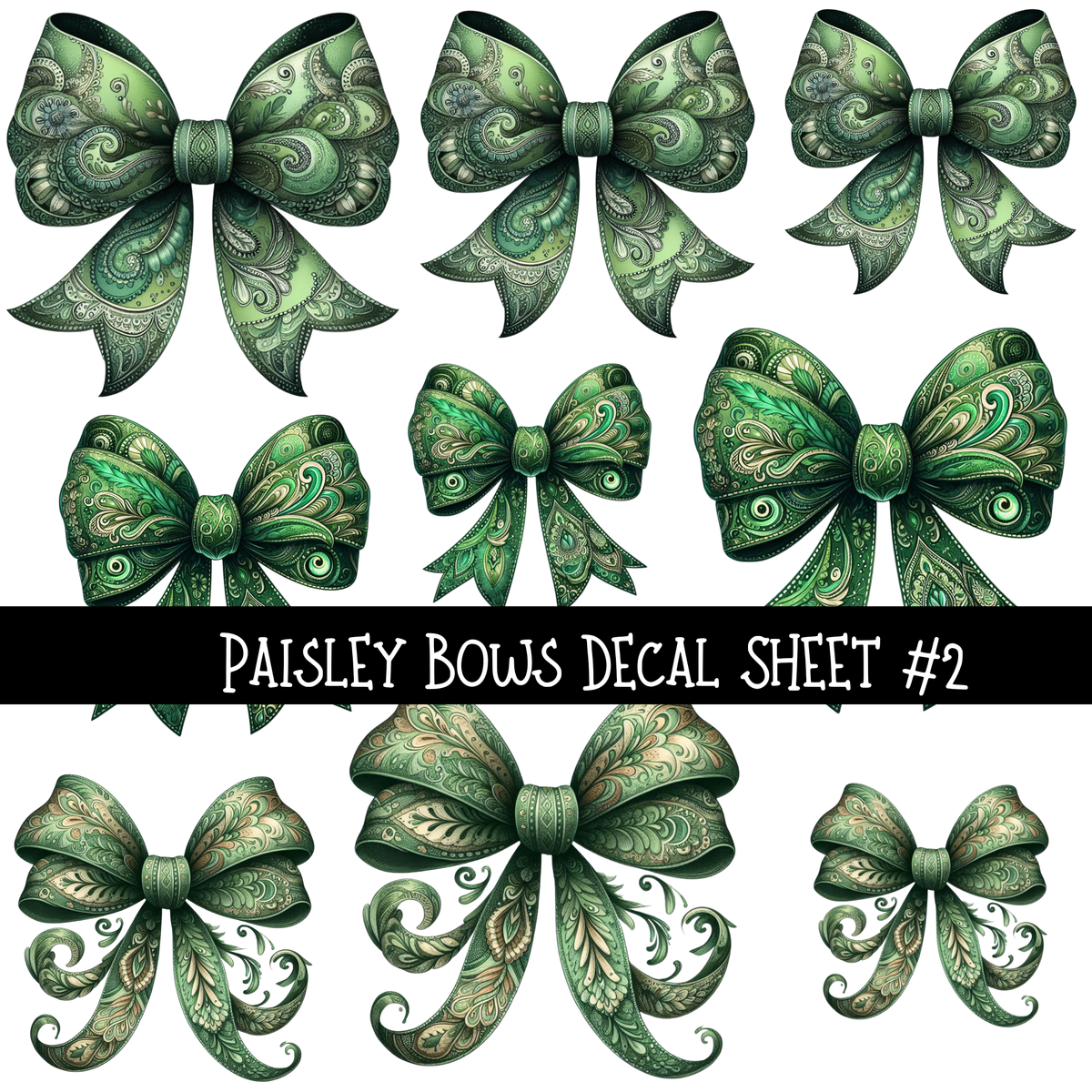 Paisley Bows - UV DTF Decal sheets