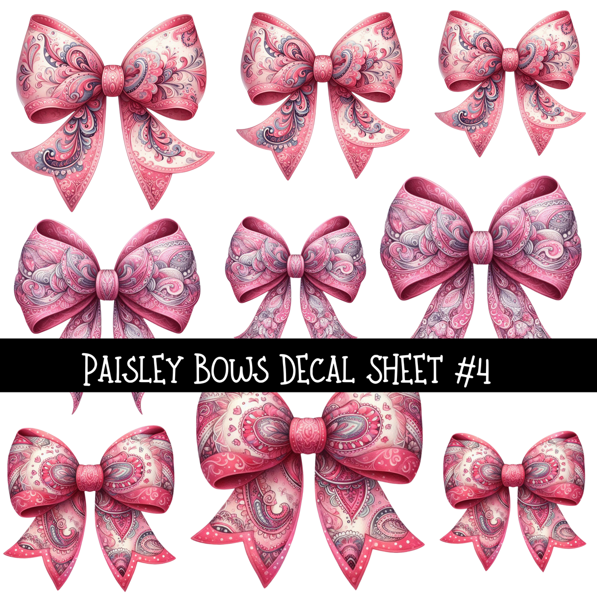 Paisley Bows - UV DTF Decal sheets