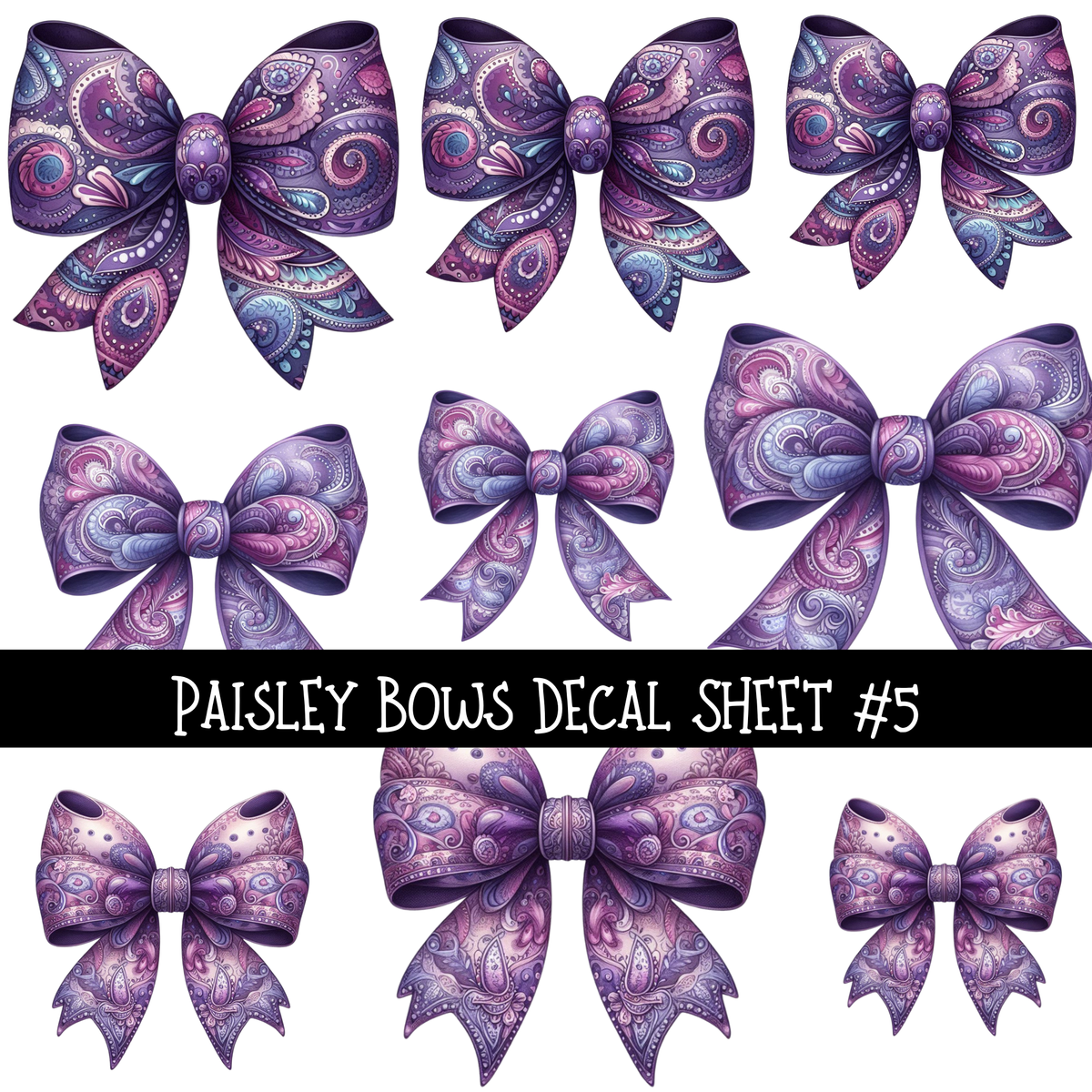 Paisley Bows - UV DTF Decal sheets