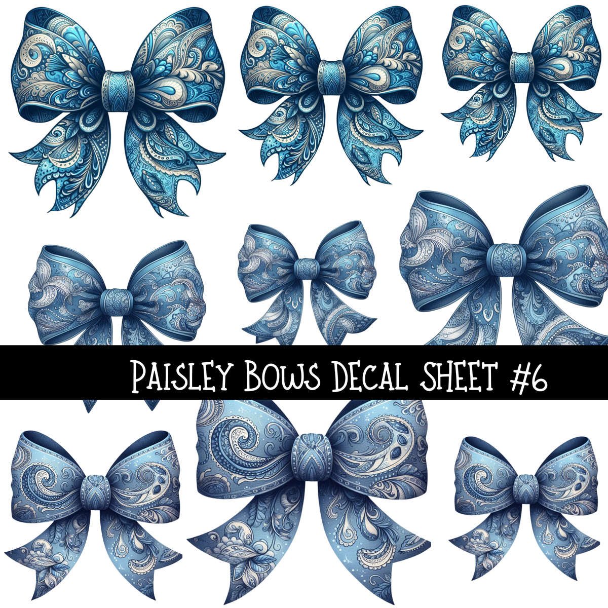 Paisley Bows - UV DTF Decal sheets