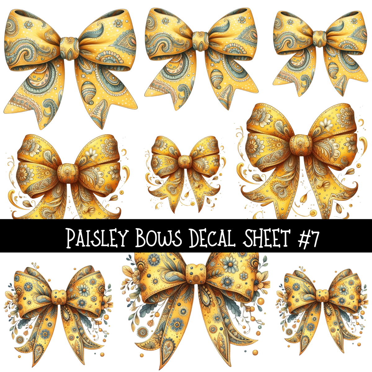 Paisley Bows - UV DTF Decal sheets