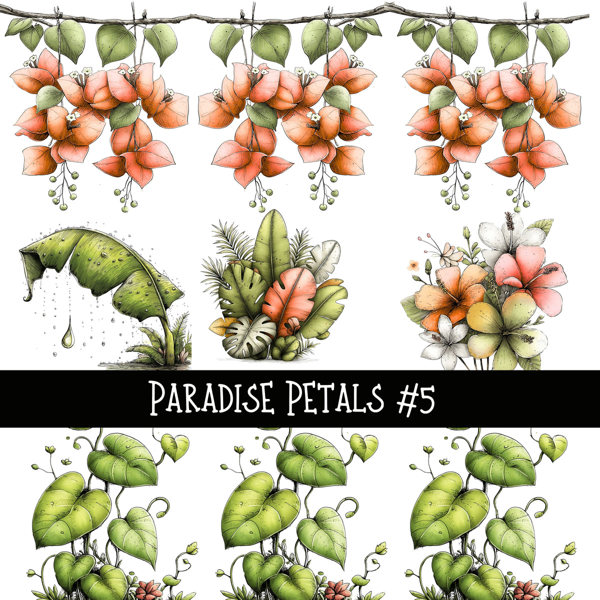 Paradise Petals UV DTF Decal sheets 7 Design Options