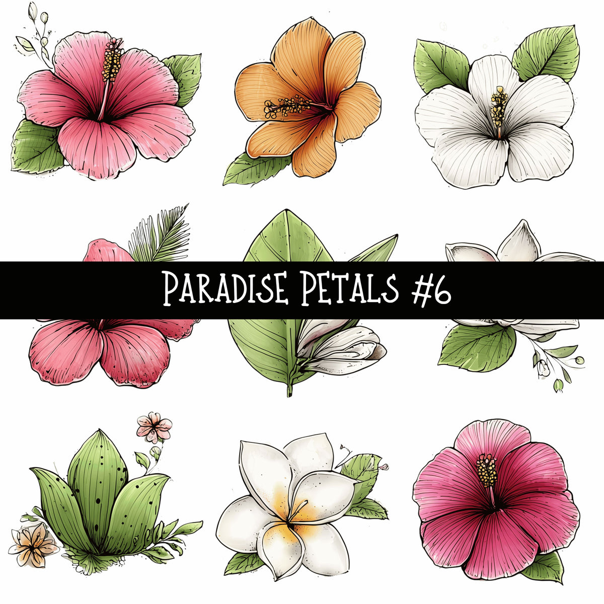Paradise Petals UV DTF Decal sheets 7 Design Options