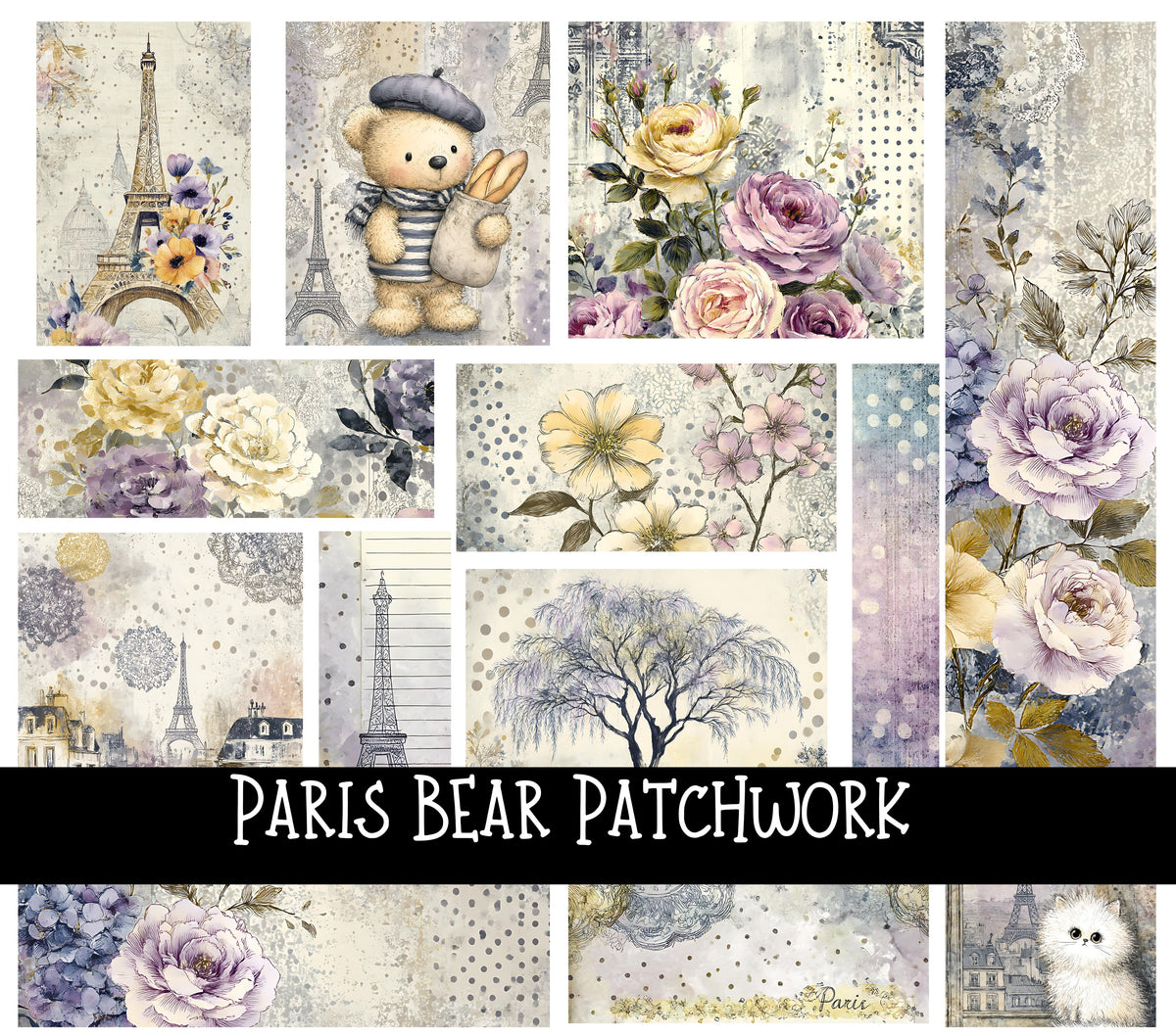 Paris Bear Patchwork Set
