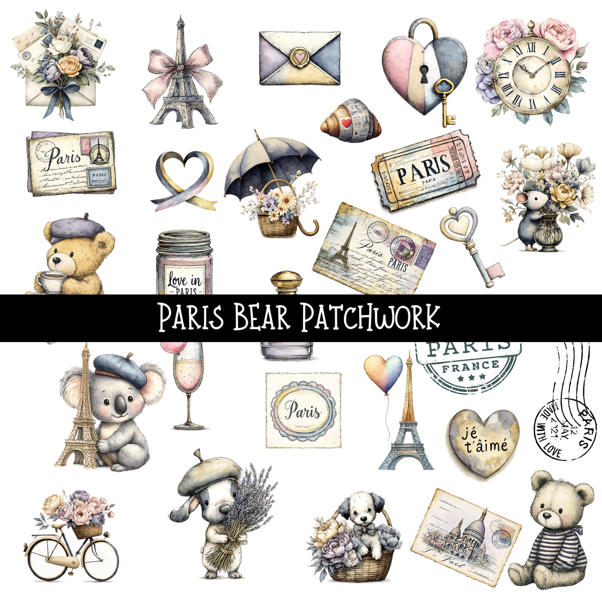 Paris Bear Patchwork Set