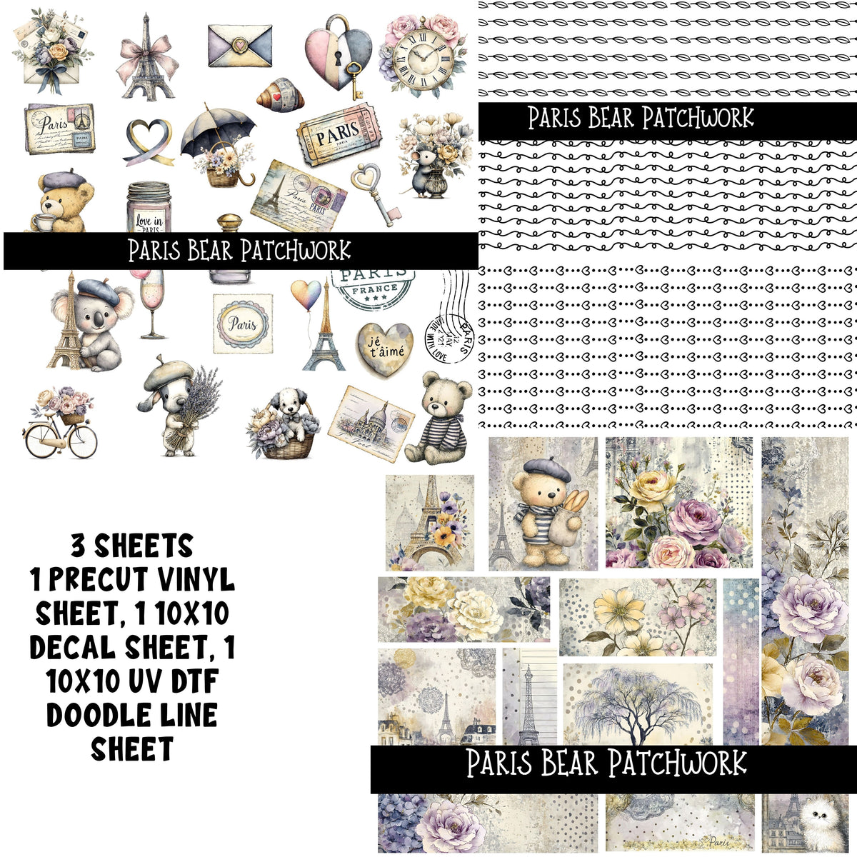 Paris Bear Patchwork Set