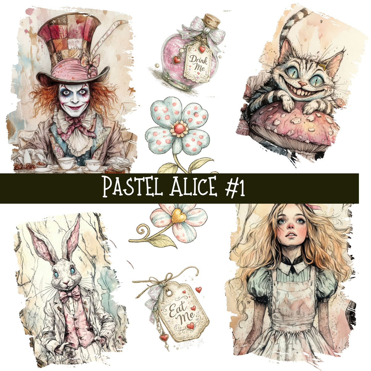 Pastel Alice UV DTF Decal sheets 4 design sheets available