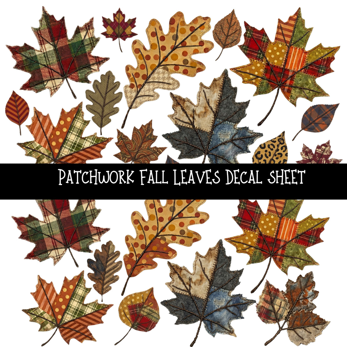 Patchwork Fall Leaves UV DTF Decal sheets