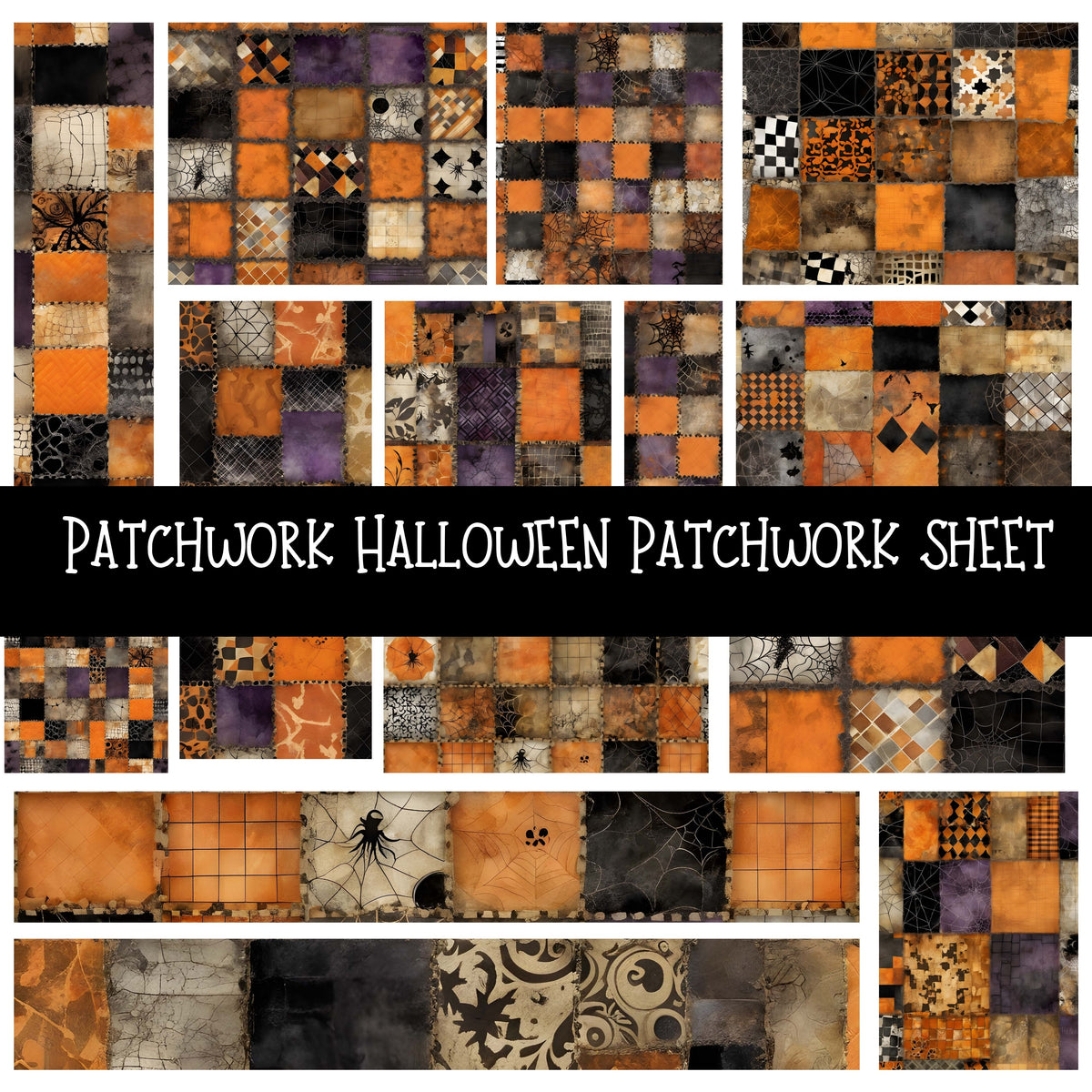 Patchwork Halloween Patchwork precut vinyl sheet available in 12x12 or 6x6 sizes