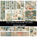 Post Cards from around the world Patchwork precut vinyl sheet available in 12x12 or 6x6 sizes