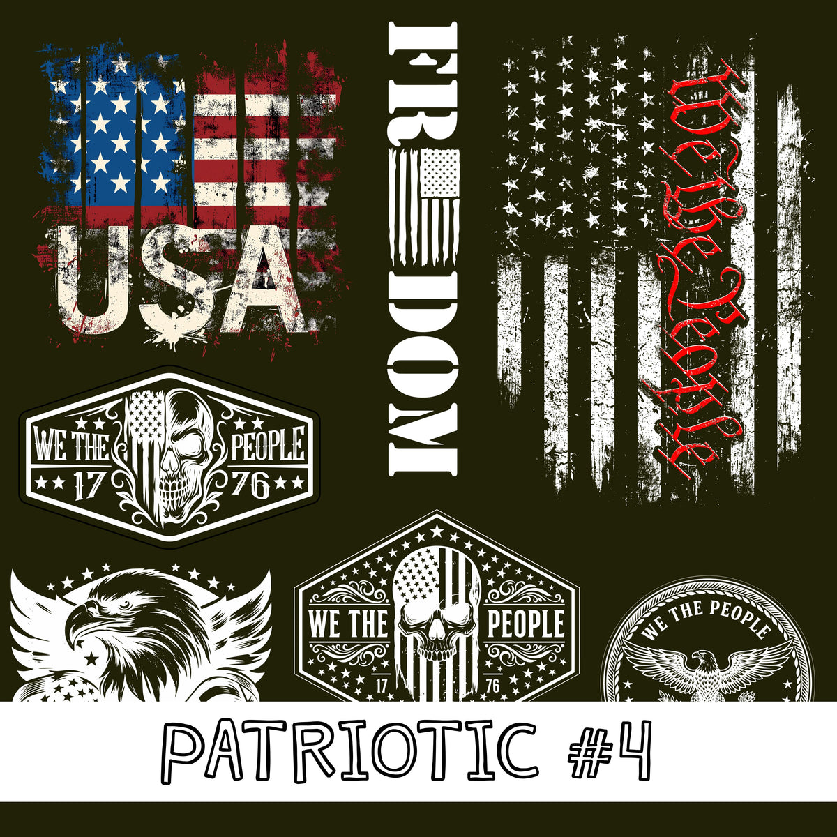 Patriotic UV DTF Decal Sheets 5 sheet designs