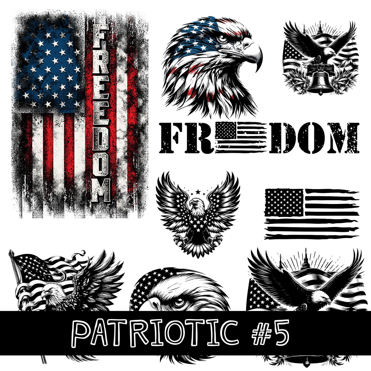 Patriotic UV DTF Decal Sheets 5 sheet designs