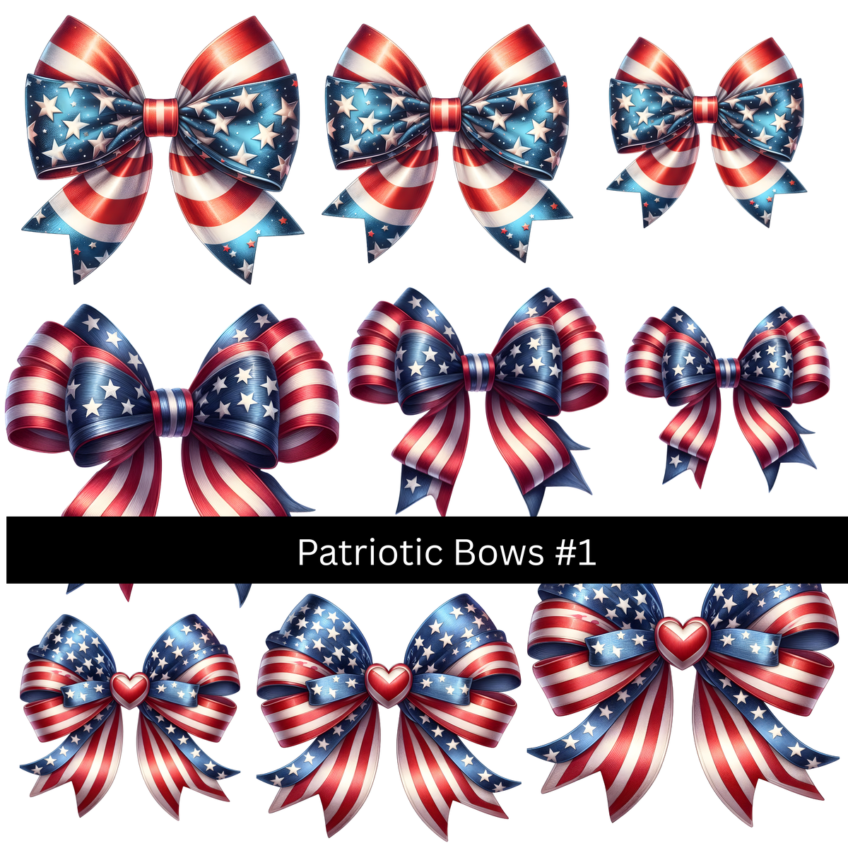 Patriotic bows UV DTF Decal sheets