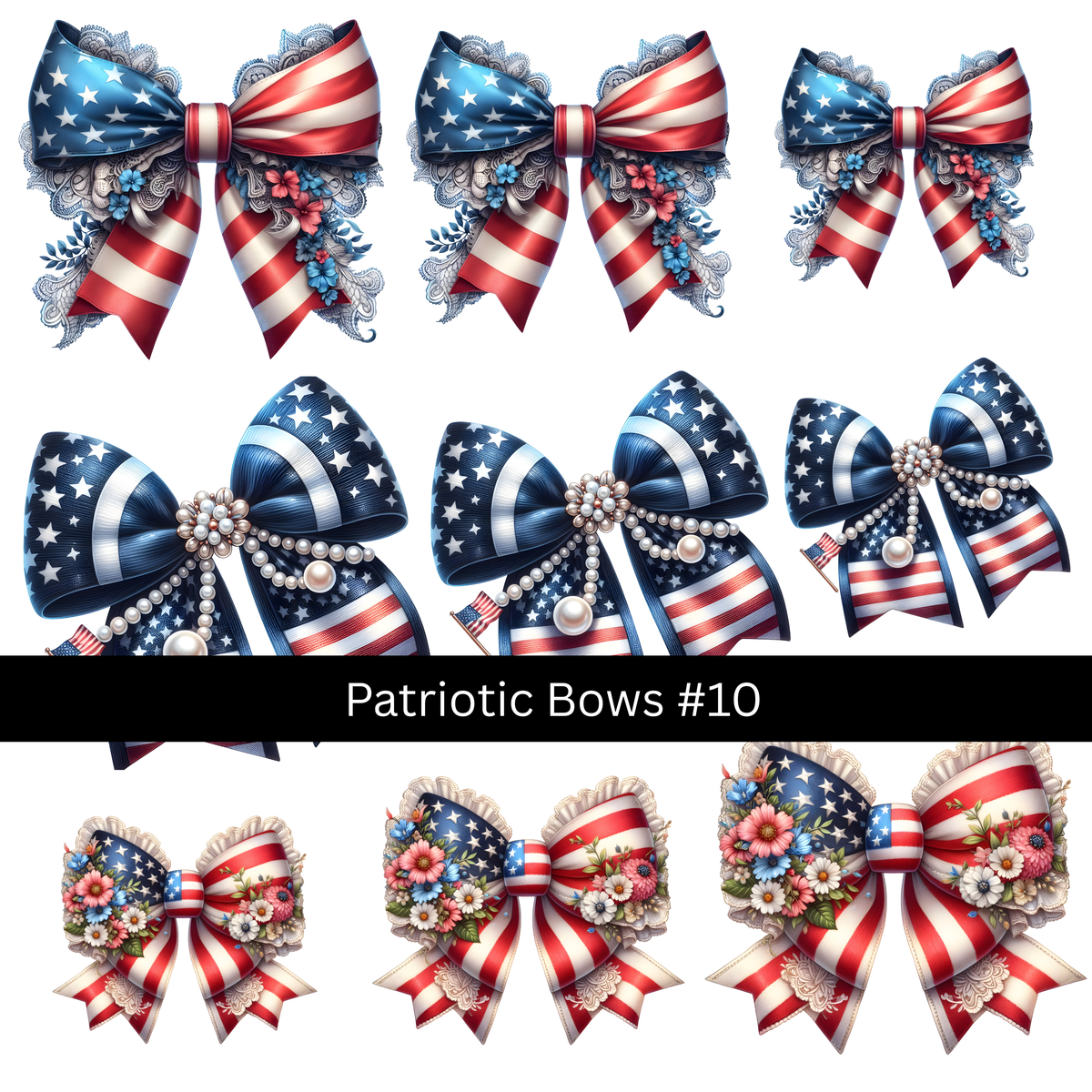 Patriotic bows UV DTF Decal sheets