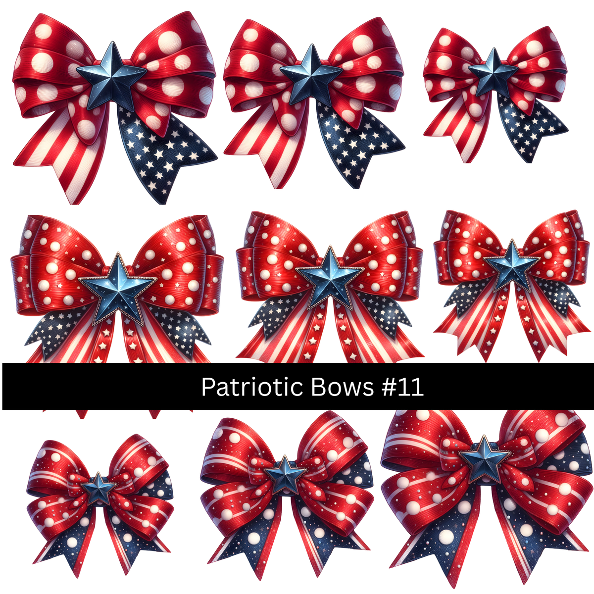Patriotic bows UV DTF Decal sheets