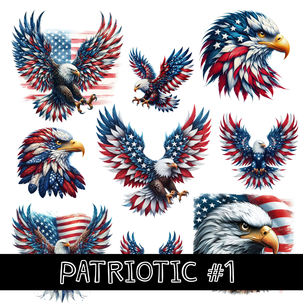 Patriotic UV DTF Decal Sheets 5 sheet designs