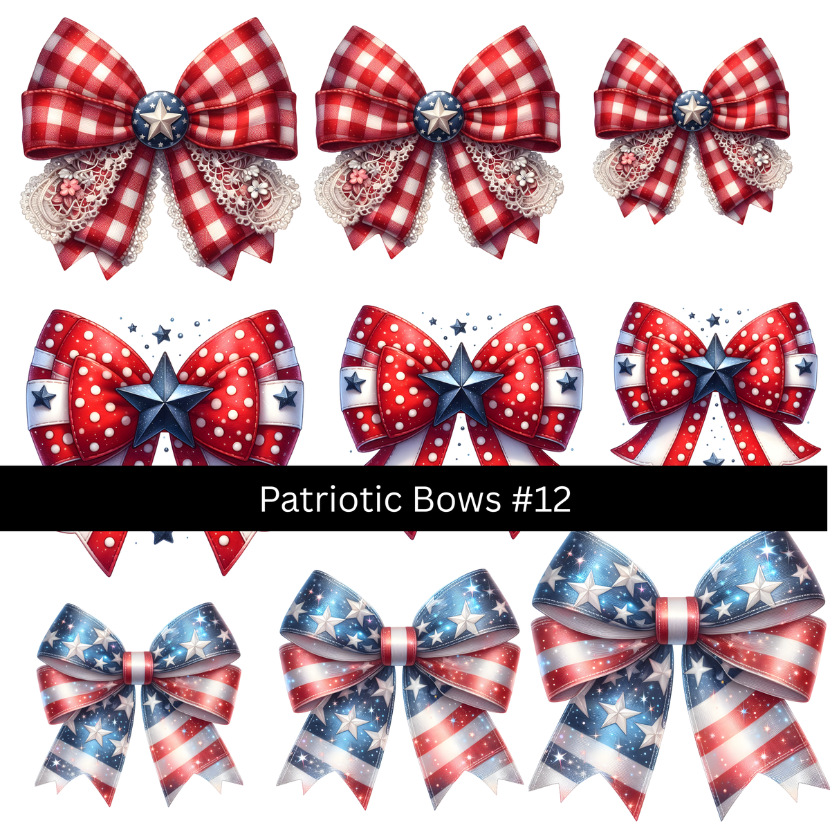 Patriotic bows UV DTF Decal sheets