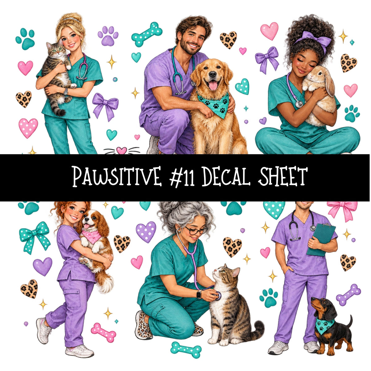 Pawsitive UV DTF Decal sheets 11 Designs available
